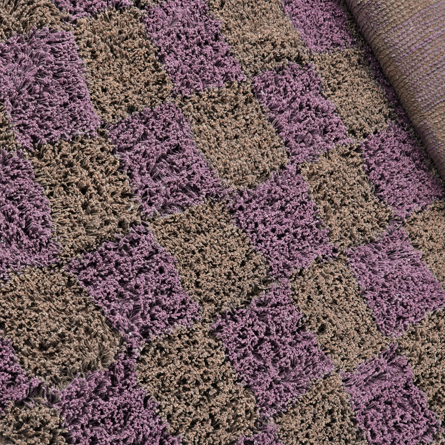 Kolo koberce - Elsey Natural Cotton Shaggy (hnedá/fialová)