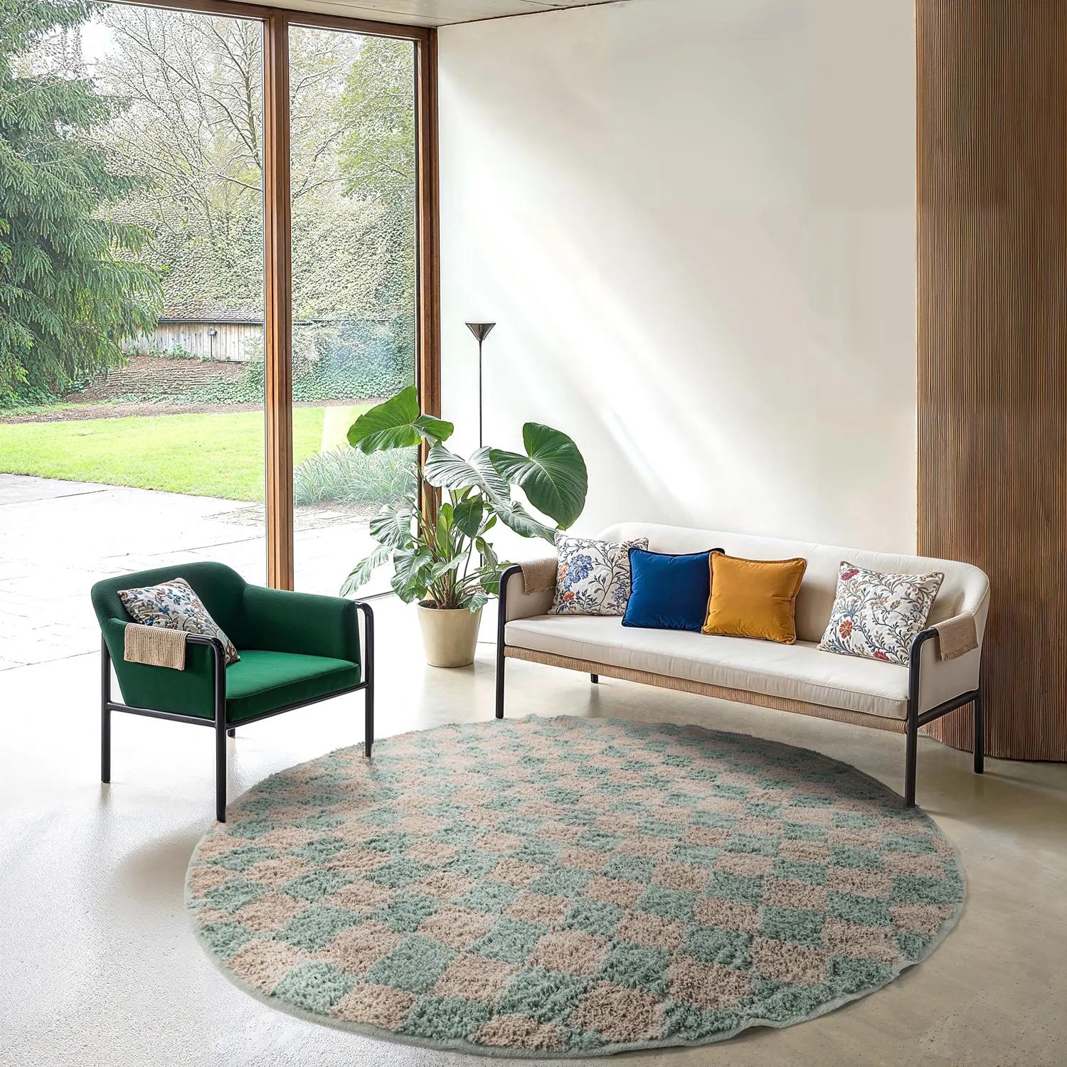 Kolo koberce - Elsey Natural Cotton Shaggy (šedá/rúžová)