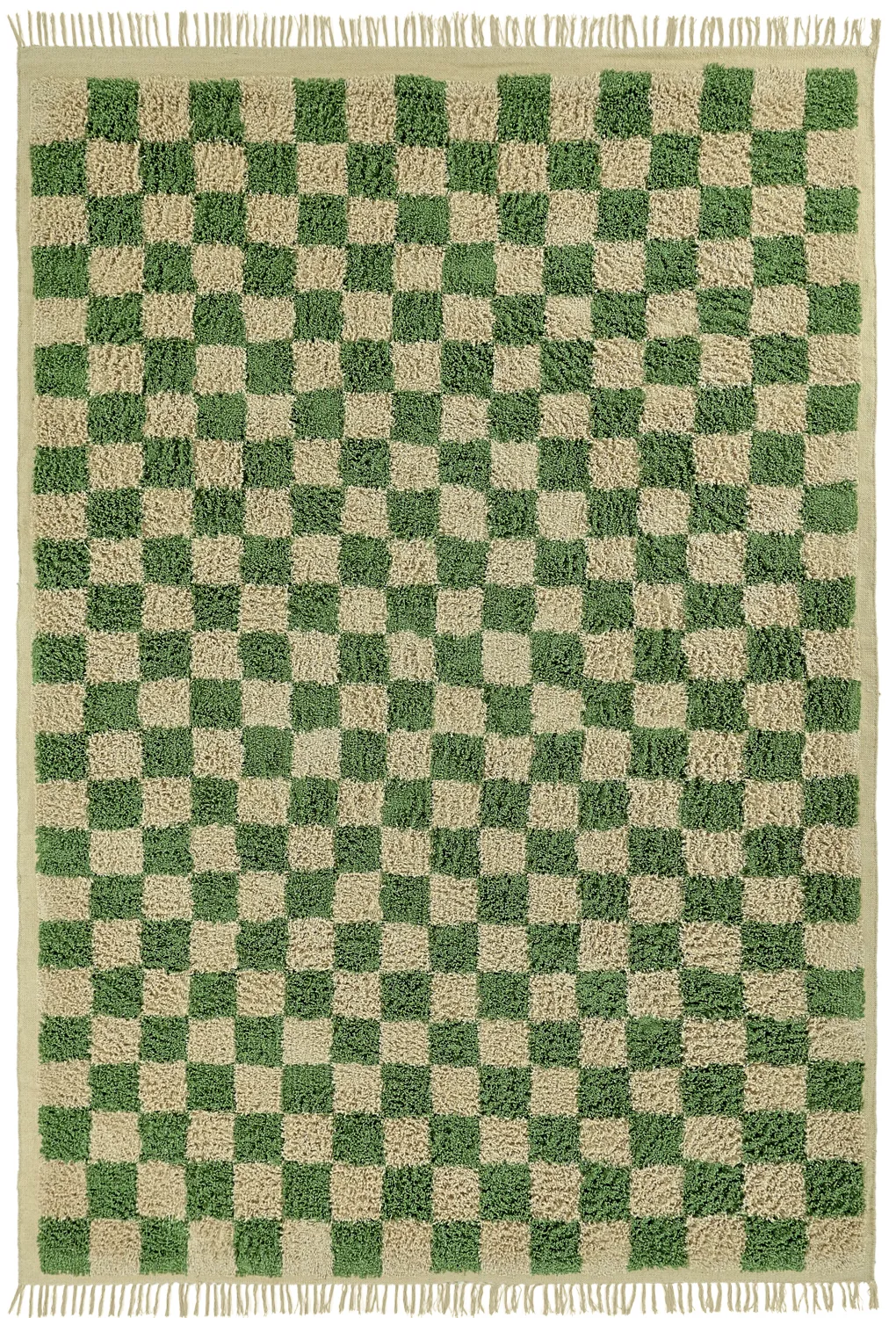 Koberce s dlhým vlasom - Elsey Natural Cotton Shaggy (zelená/bežová)