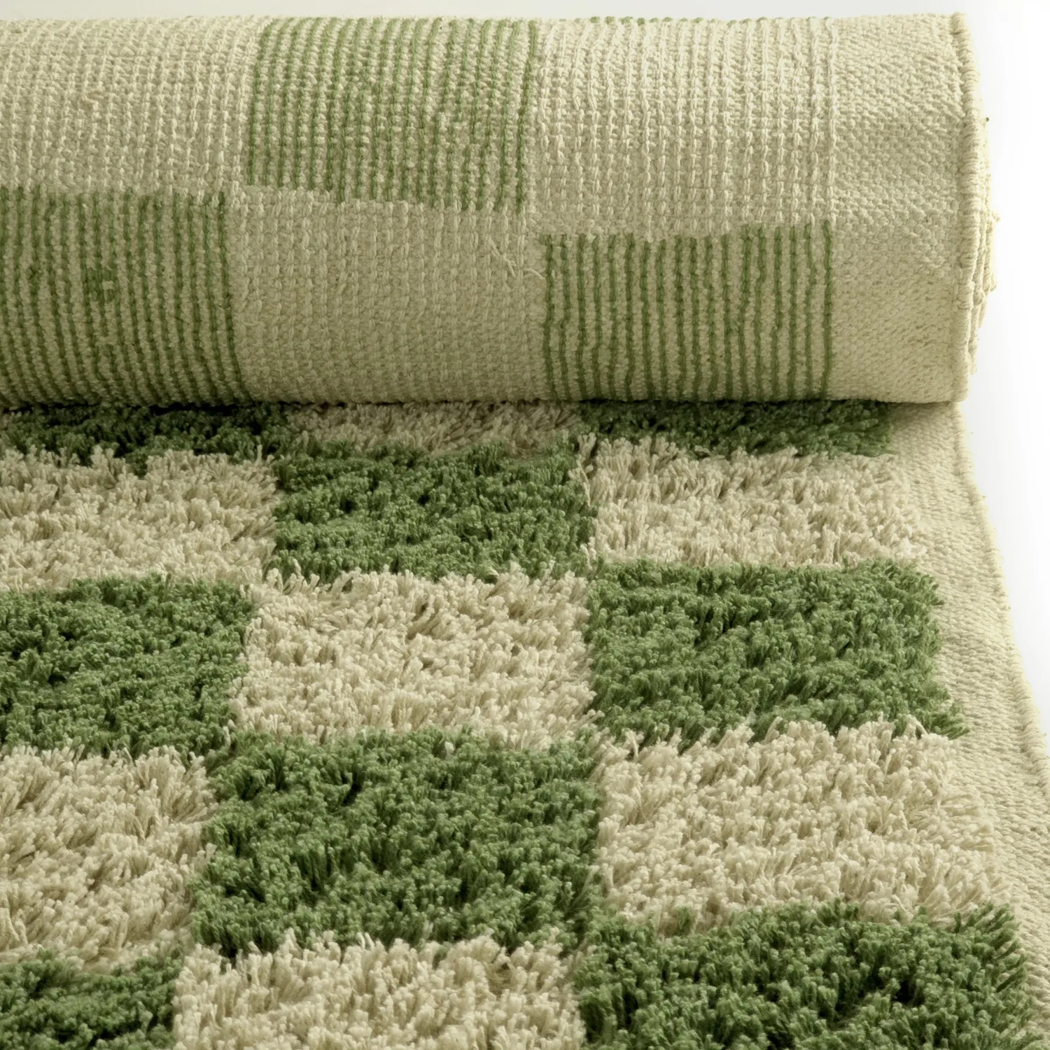 Koberce s dlhým vlasom - Elsey Natural Cotton Shaggy (zelená/bežová)