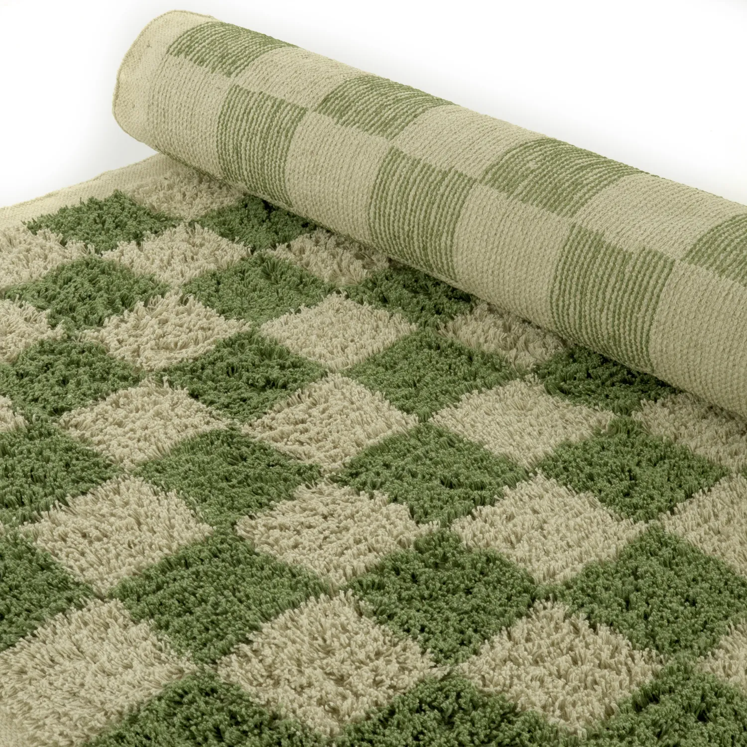 Koberce s dlhým vlasom - Elsey Natural Cotton Shaggy (zelená/bežová)