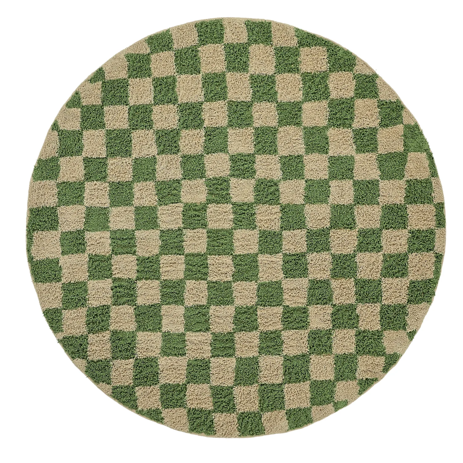 Kolo koberce - Elsey Natural Cotton Shaggy (zelená/bežová)