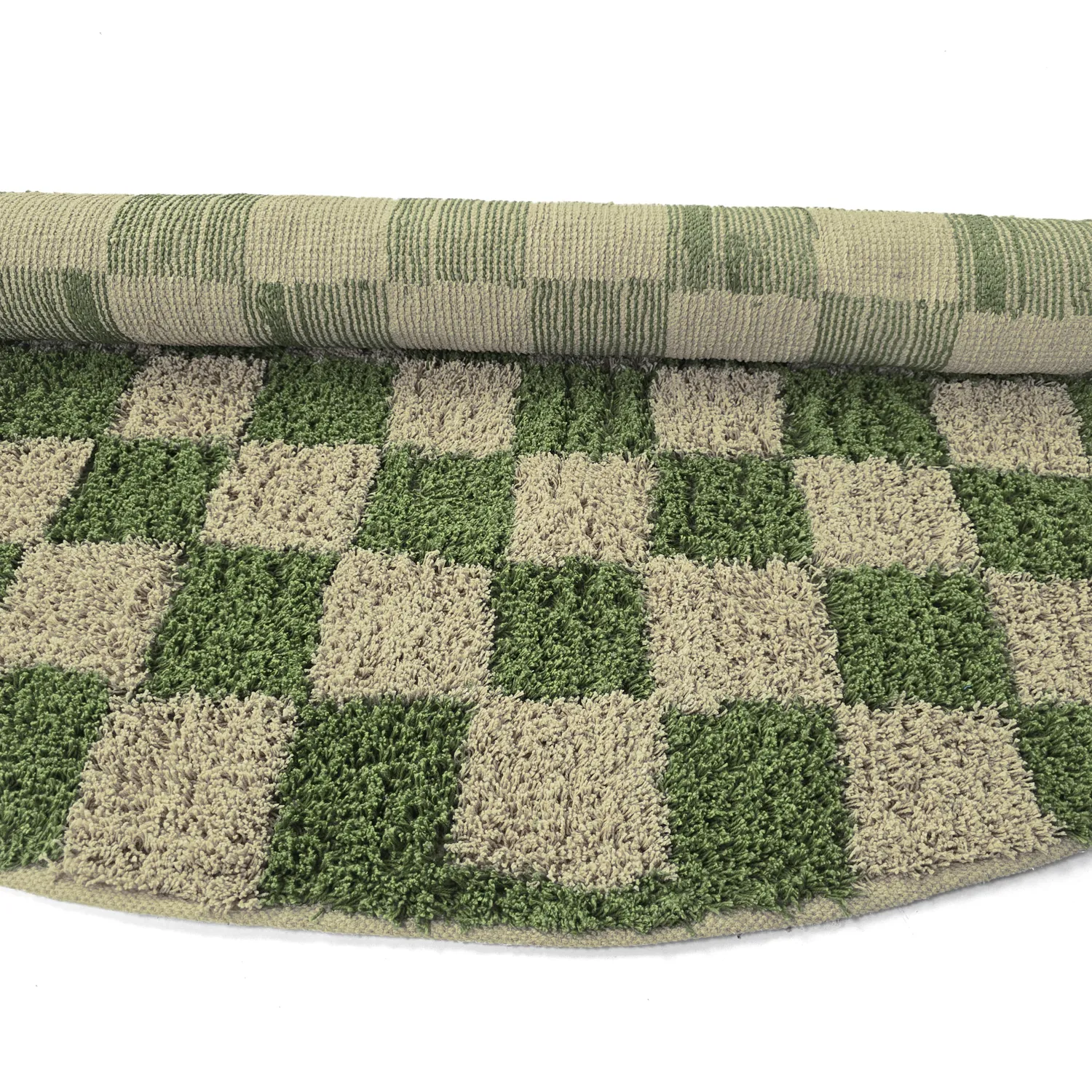 Kolo koberce - Elsey Natural Cotton Shaggy (zelená/bežová)