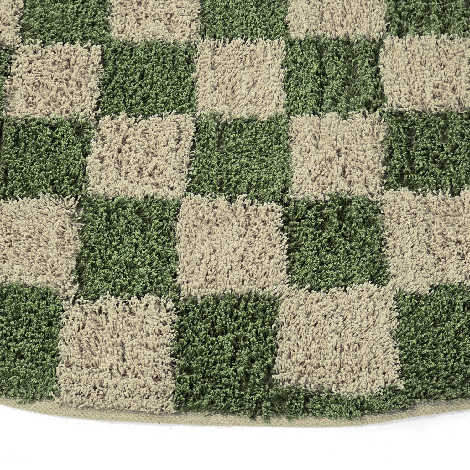 Kolo koberce - Elsey Natural Cotton Shaggy (zelená/bežová)