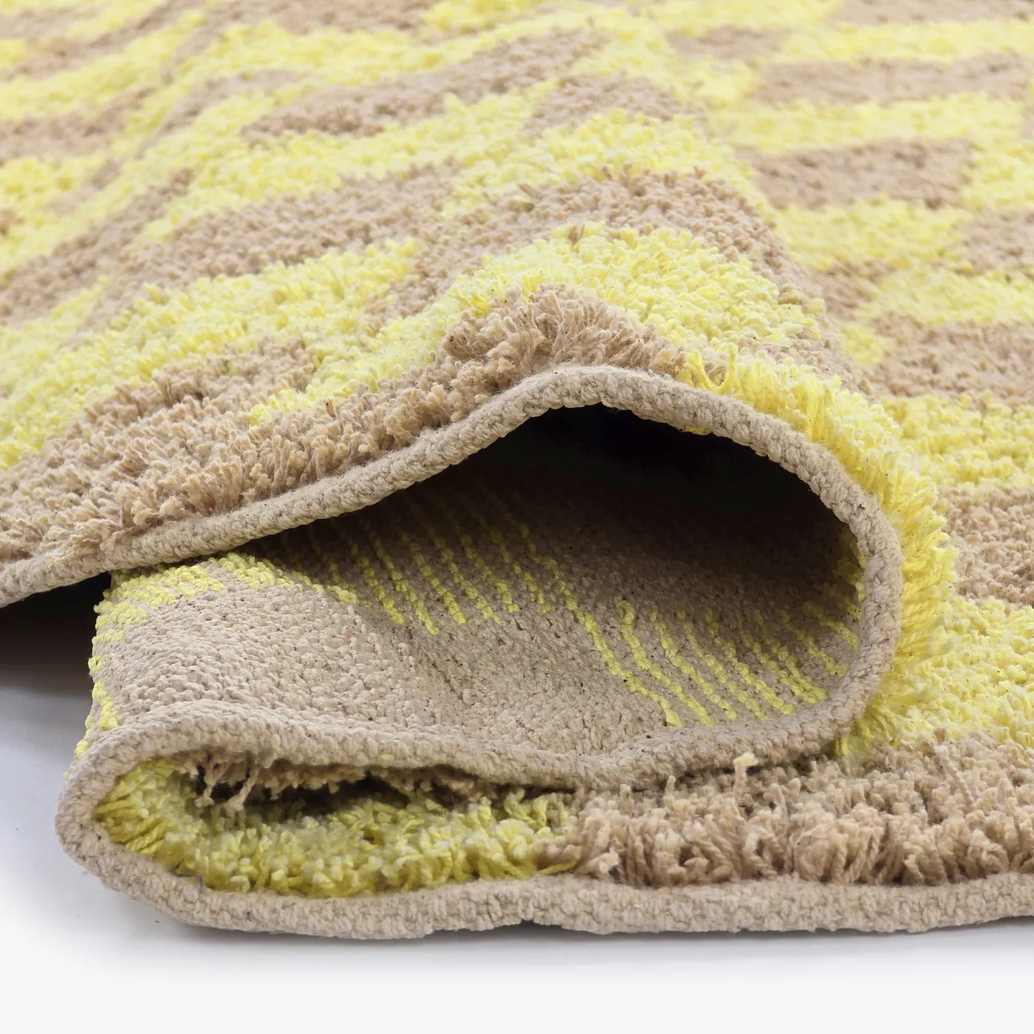 Kolo koberce - Elsey Natural Cotton Shaggy (žltá/bežová)