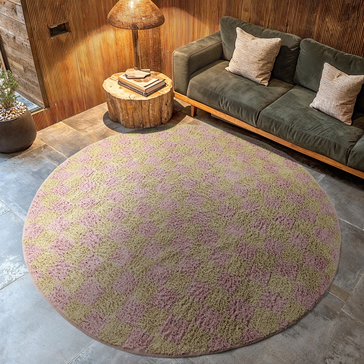 Kolo koberce - Elsey Natural Cotton Shaggy (ružová/oranžová)