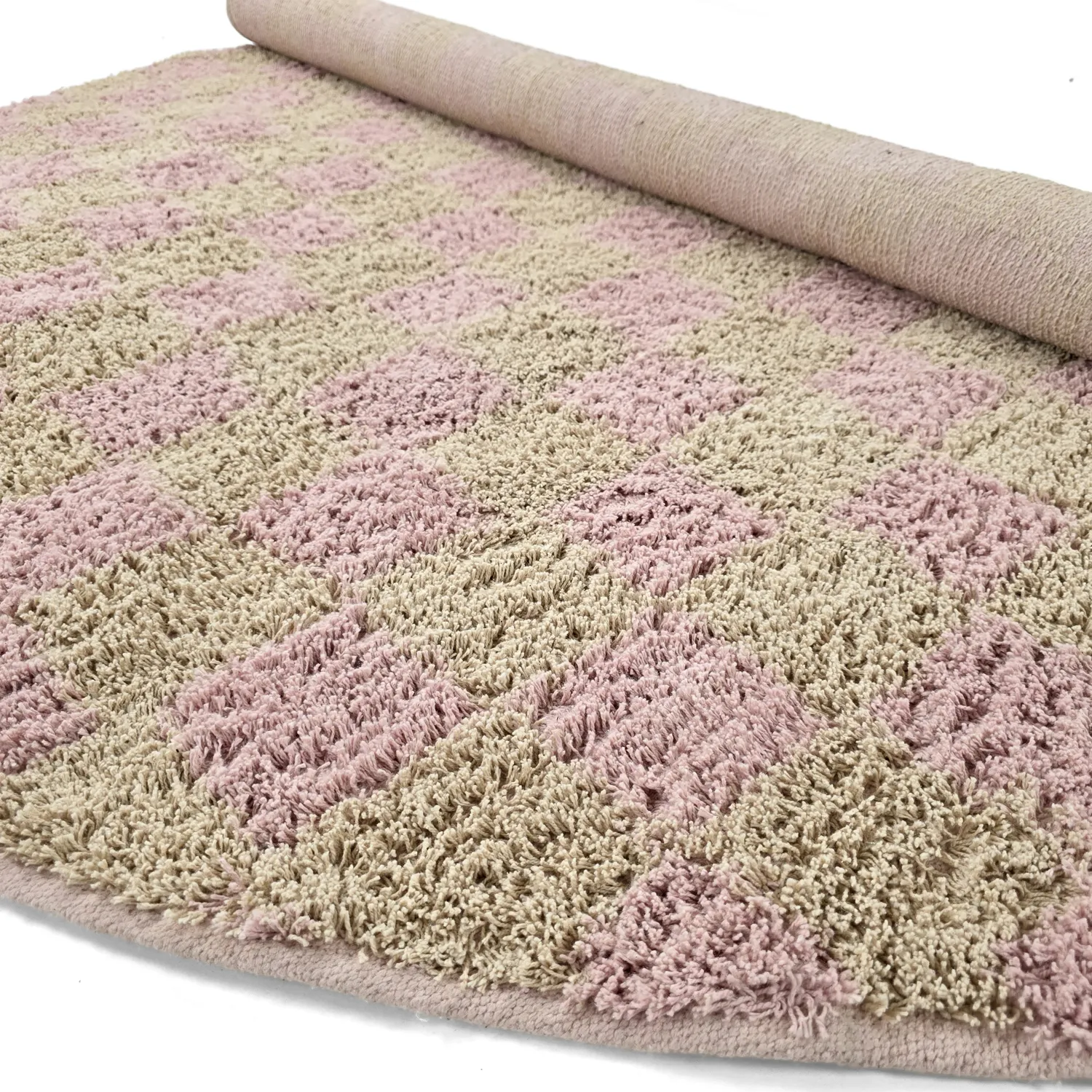 Kolo koberce - Elsey Natural Cotton Shaggy (ružová/oranžová)