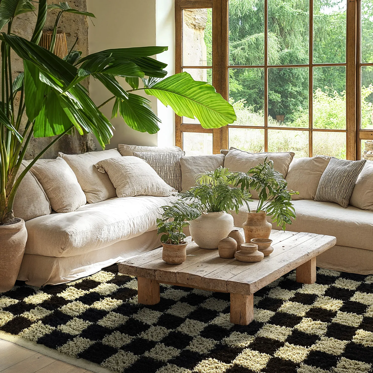 Koberce s chlupatým povrchem - Elsey Natural Cotton Shaggy (čierna/bežová)