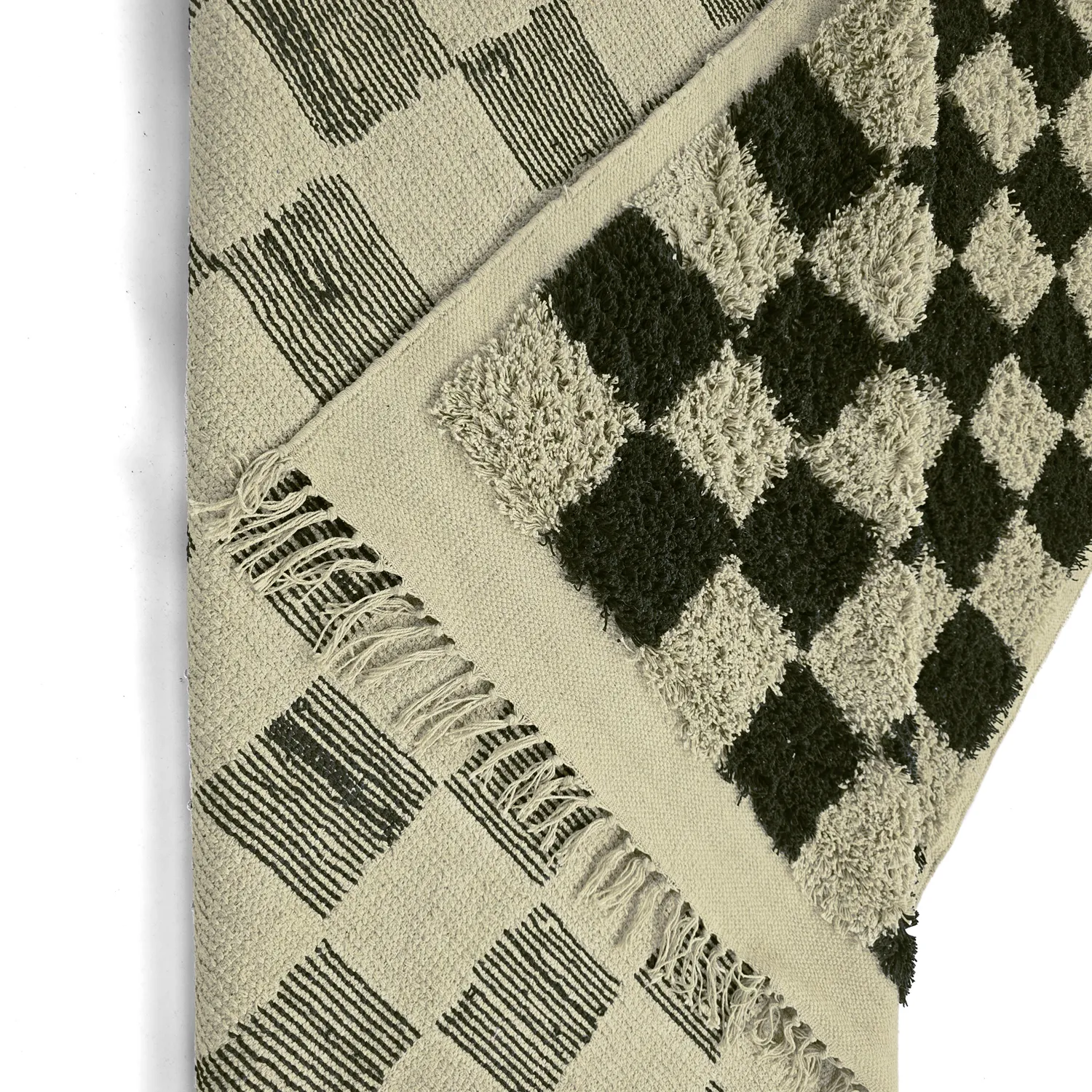 Koberce s chlupatým povrchem - Elsey Natural Cotton Shaggy (čierna/bežová)