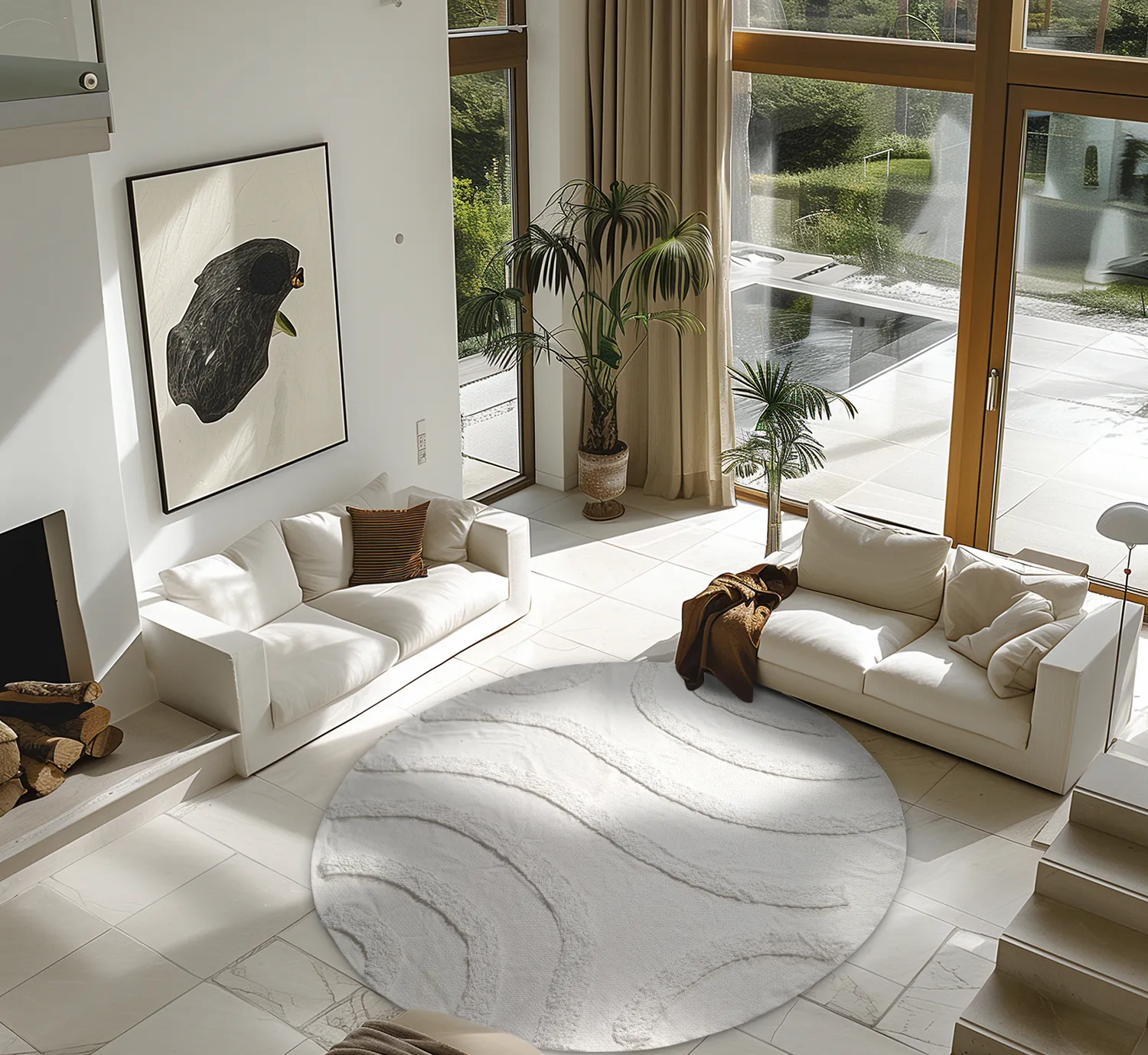 Kolo koberce - Emilia Natural Cotton Shaggy (offwhite)
