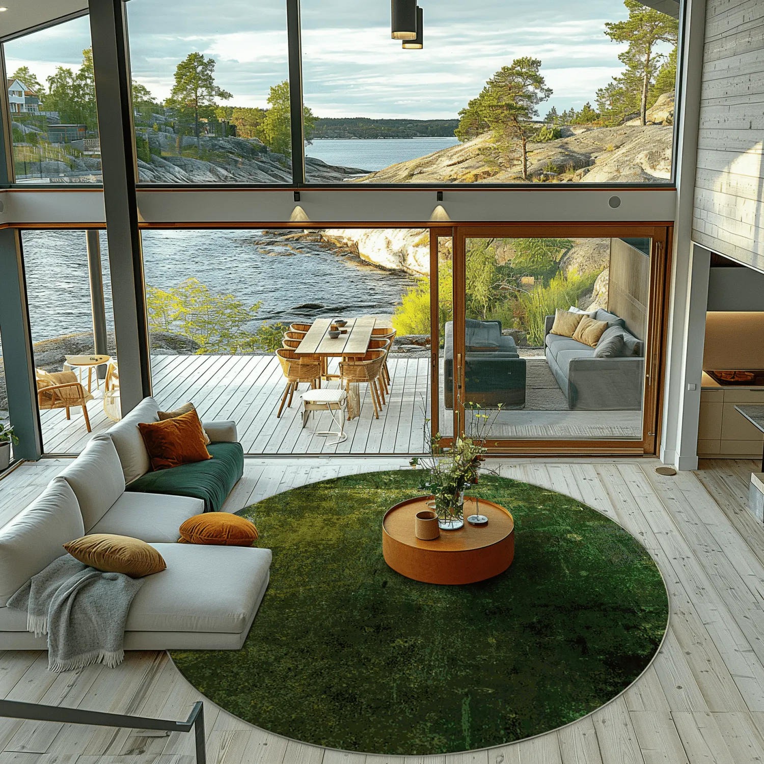 Kruhový koberec - Cesta (zelená)