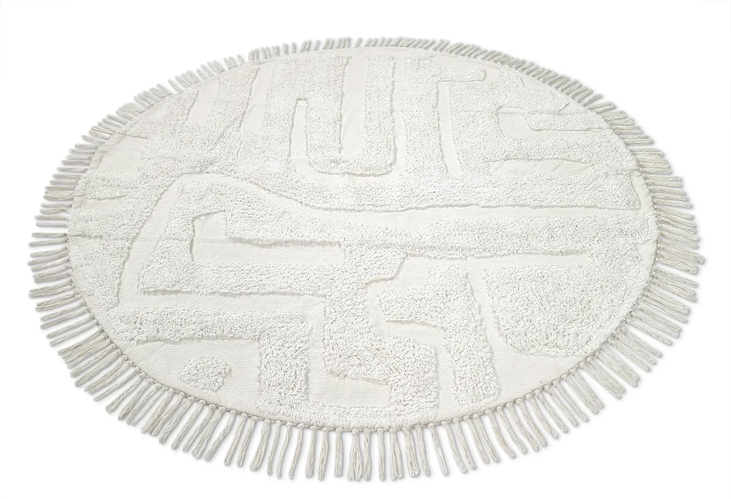 Rund matta - Fallon Natural Cotton Shaggy (offwhite)