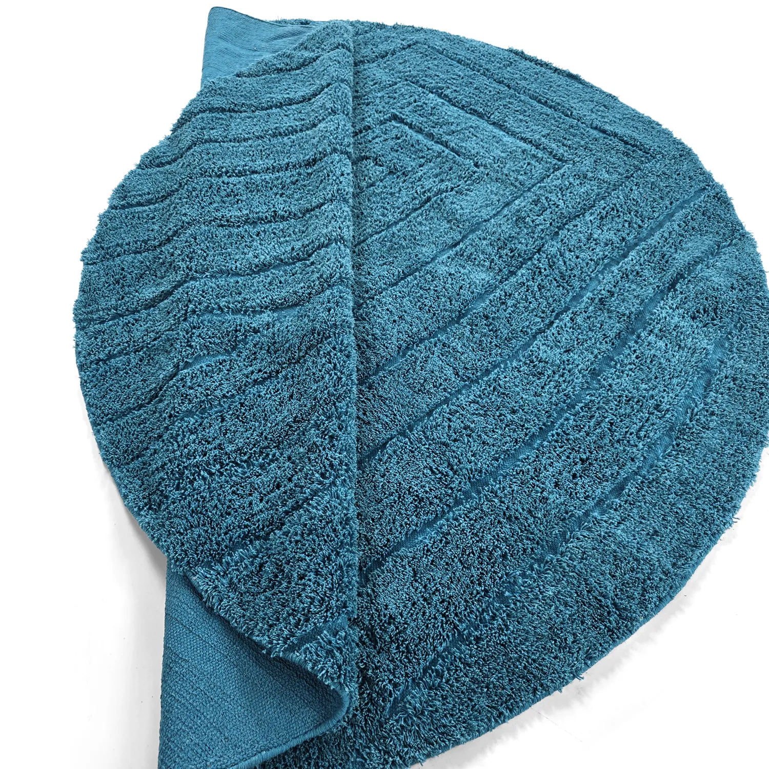 Kolo koberce - Farley Natural Cotton Shaggy (tyrkysová)