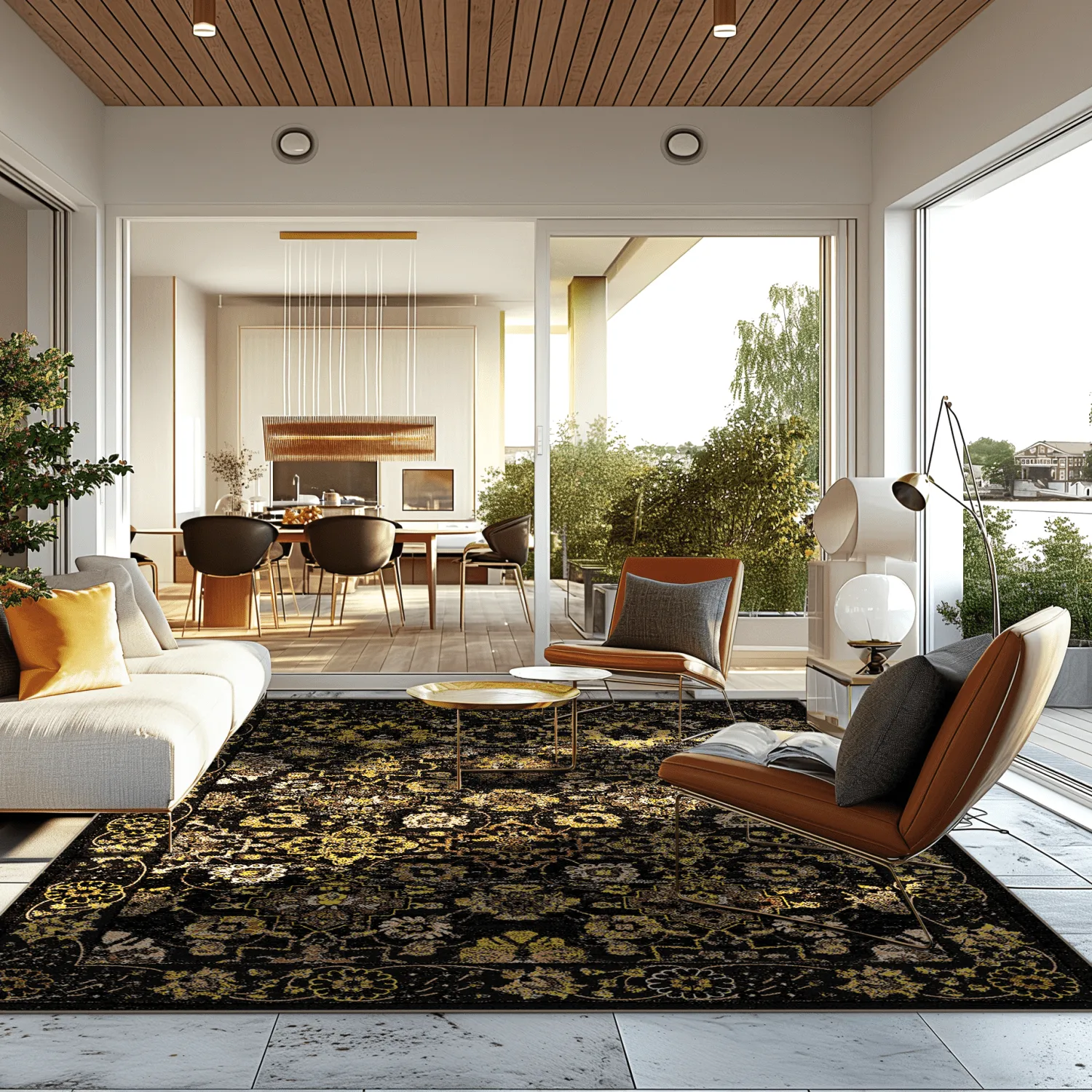 Koberec Wilton - Fernana (čierna/zlatá)