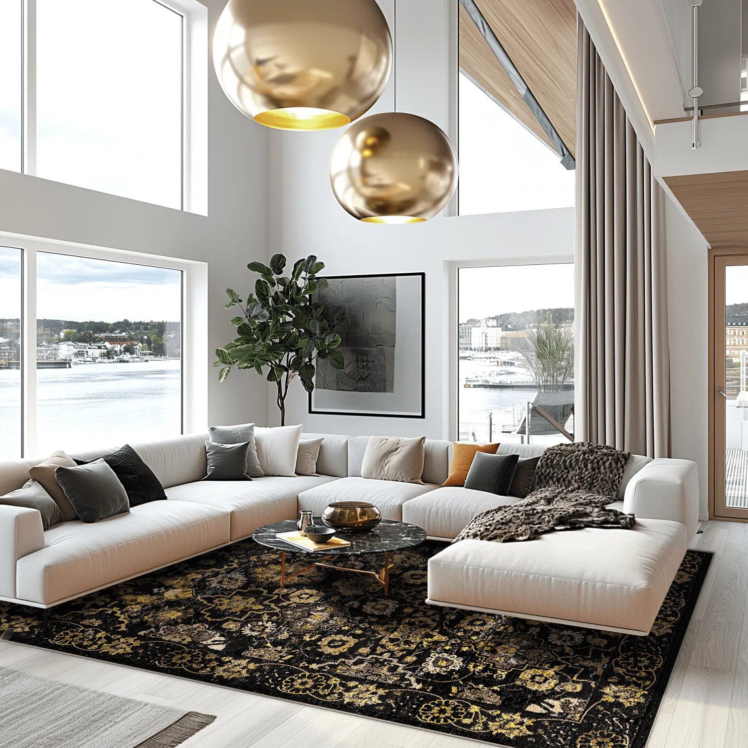 Koberec Wilton - Fernana (čierna/zlatá)