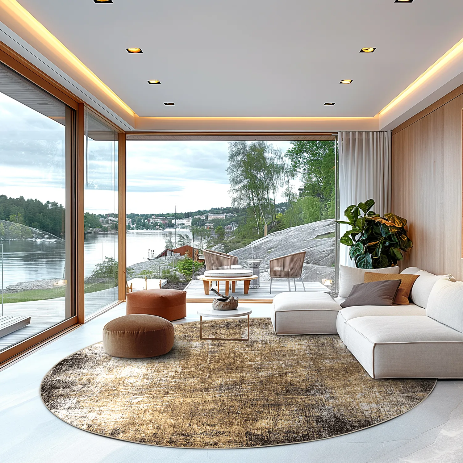 Kruhový koberec - Florent (hnedý)