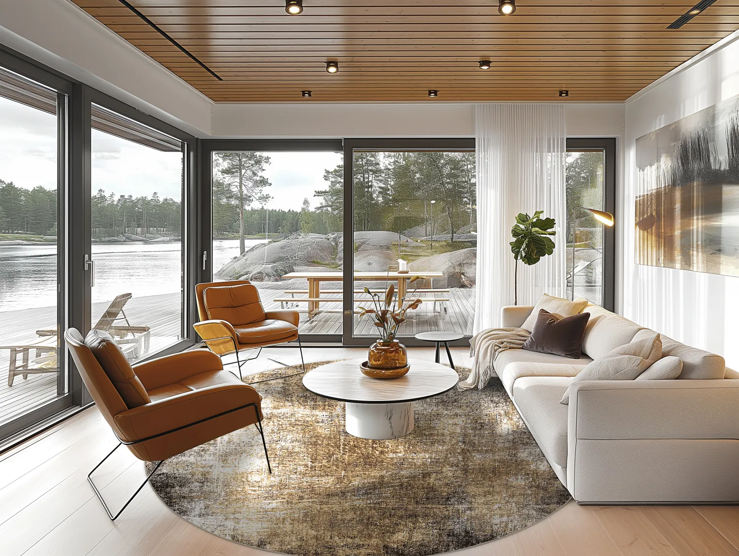 Kruhový koberec - Florent (hnedý)