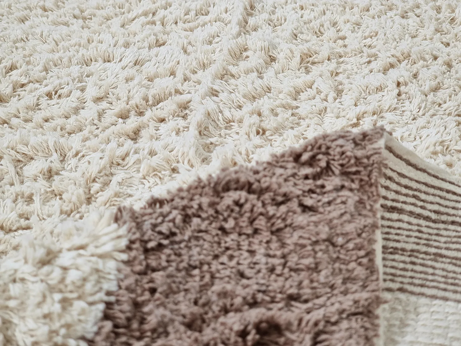 Kolo koberce - Galliano Natural Cotton Shaggy (offwhite/marrom)