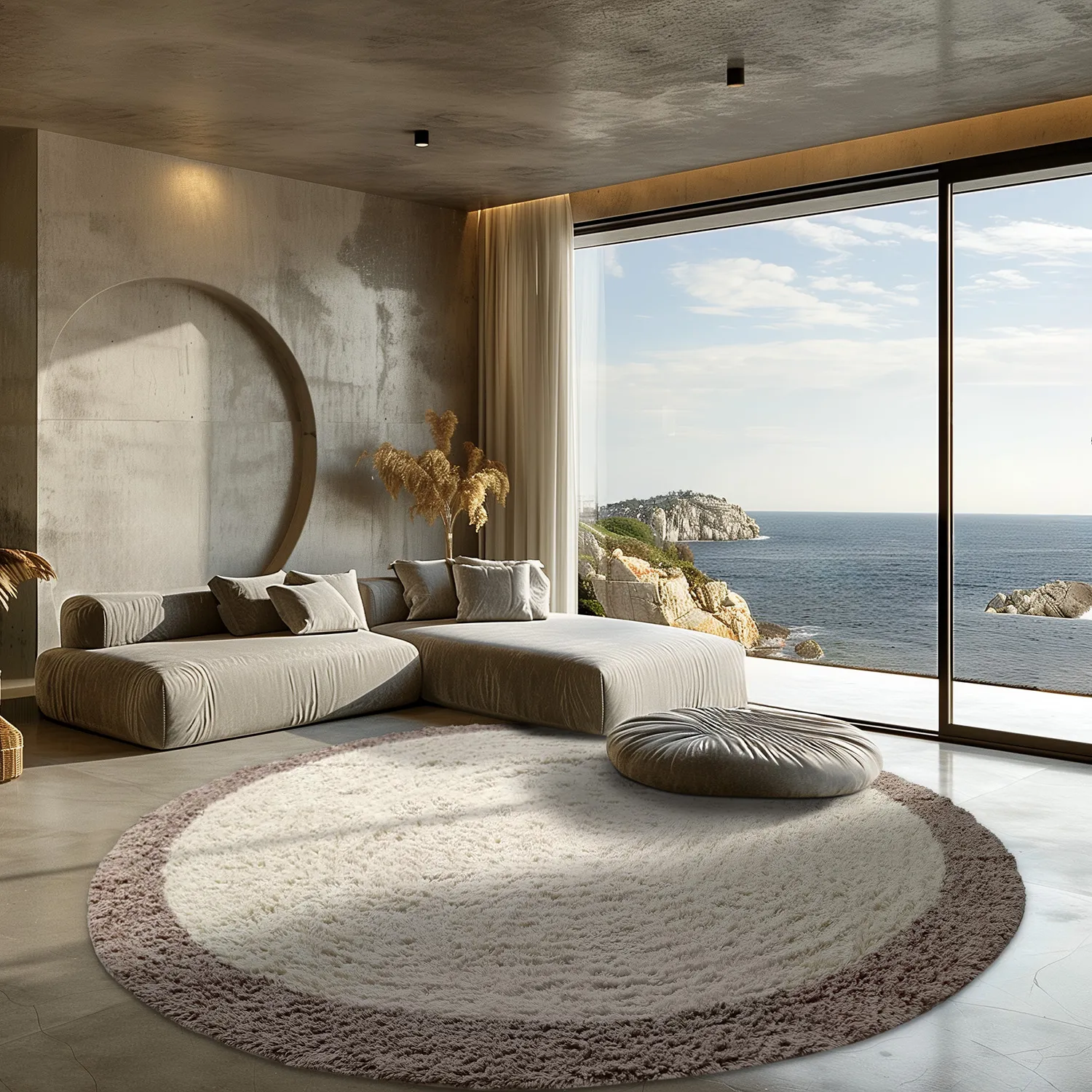 Kolo koberce - Galliano Natural Cotton Shaggy (offwhite/marrom)