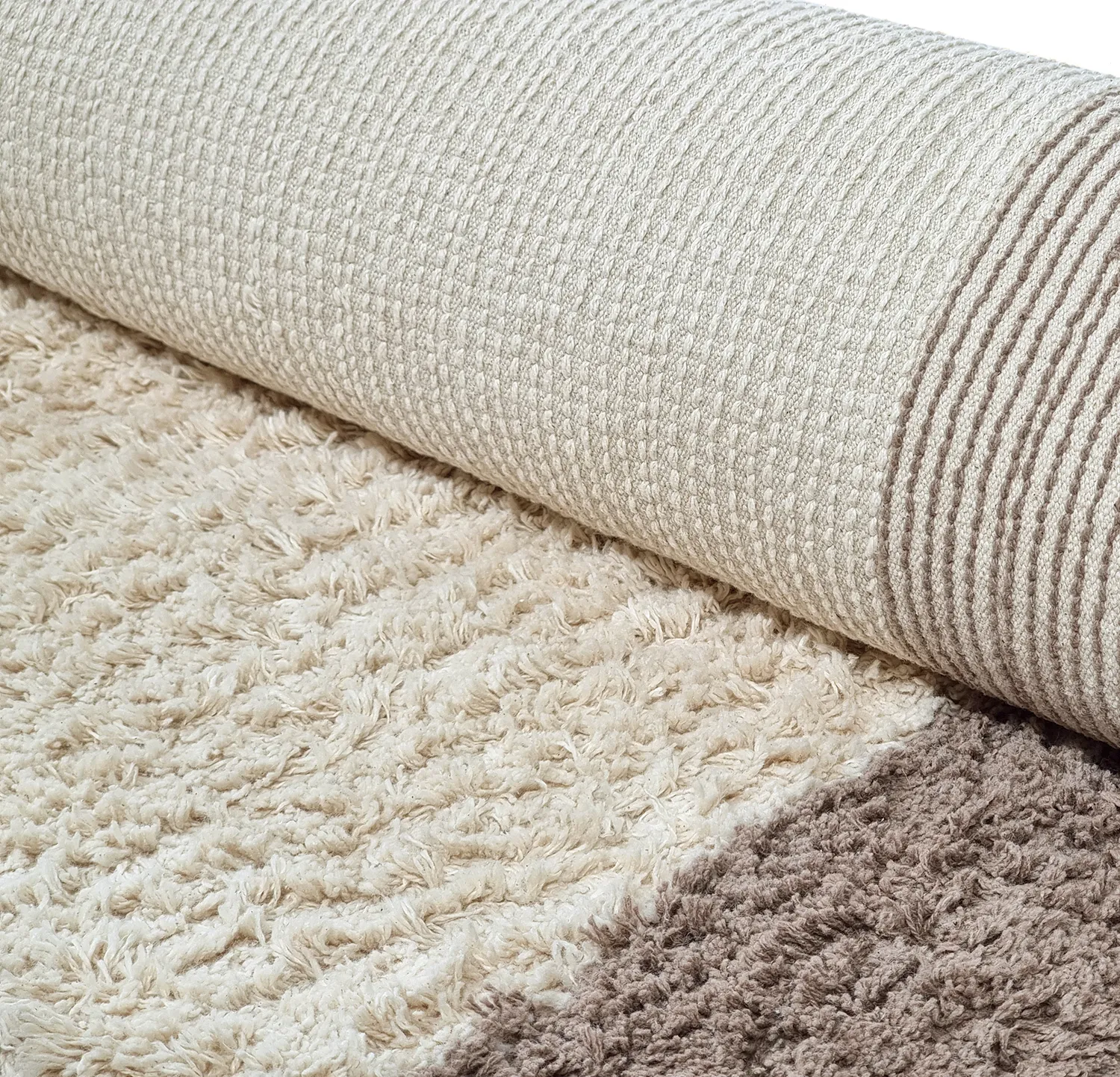 Kolo koberce - Galliano Natural Cotton Shaggy (offwhite/marrom)