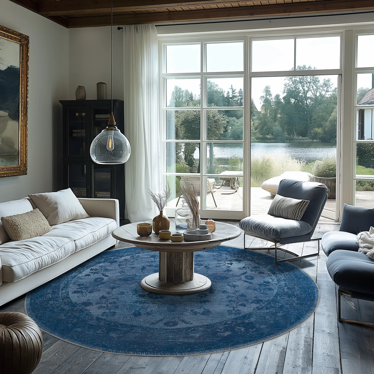 Kruhový koberec - Gombalia (modrý)