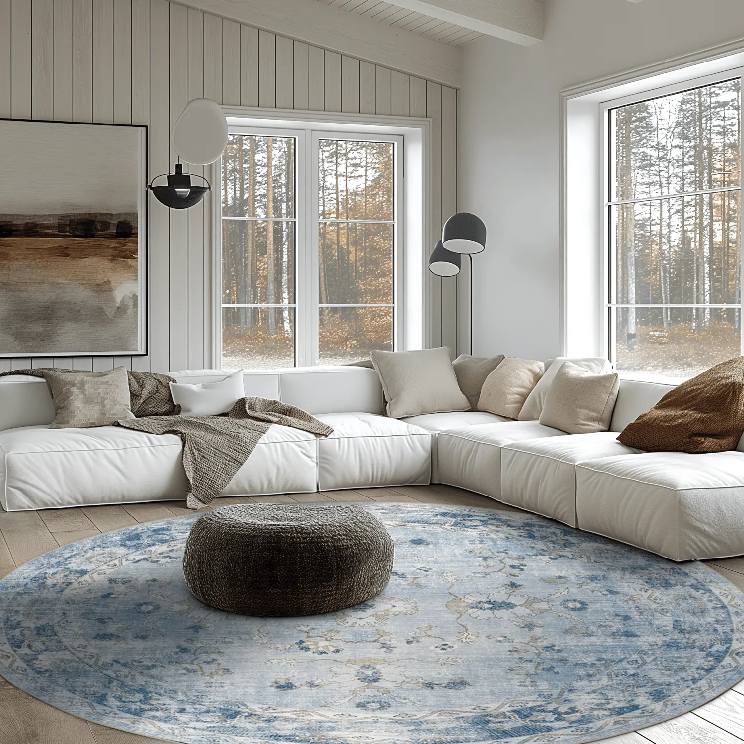 Kruhový koberec - Gombalia (svetlo modrý)