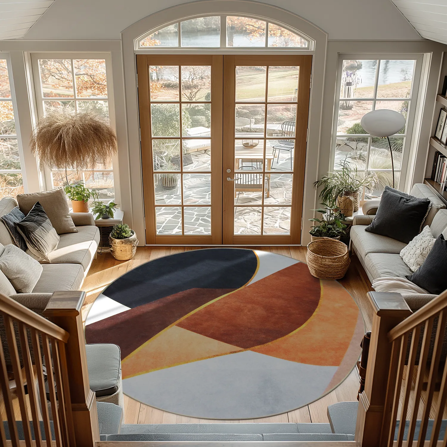 Kruhový koberec - Hazel (oranžová/multi)