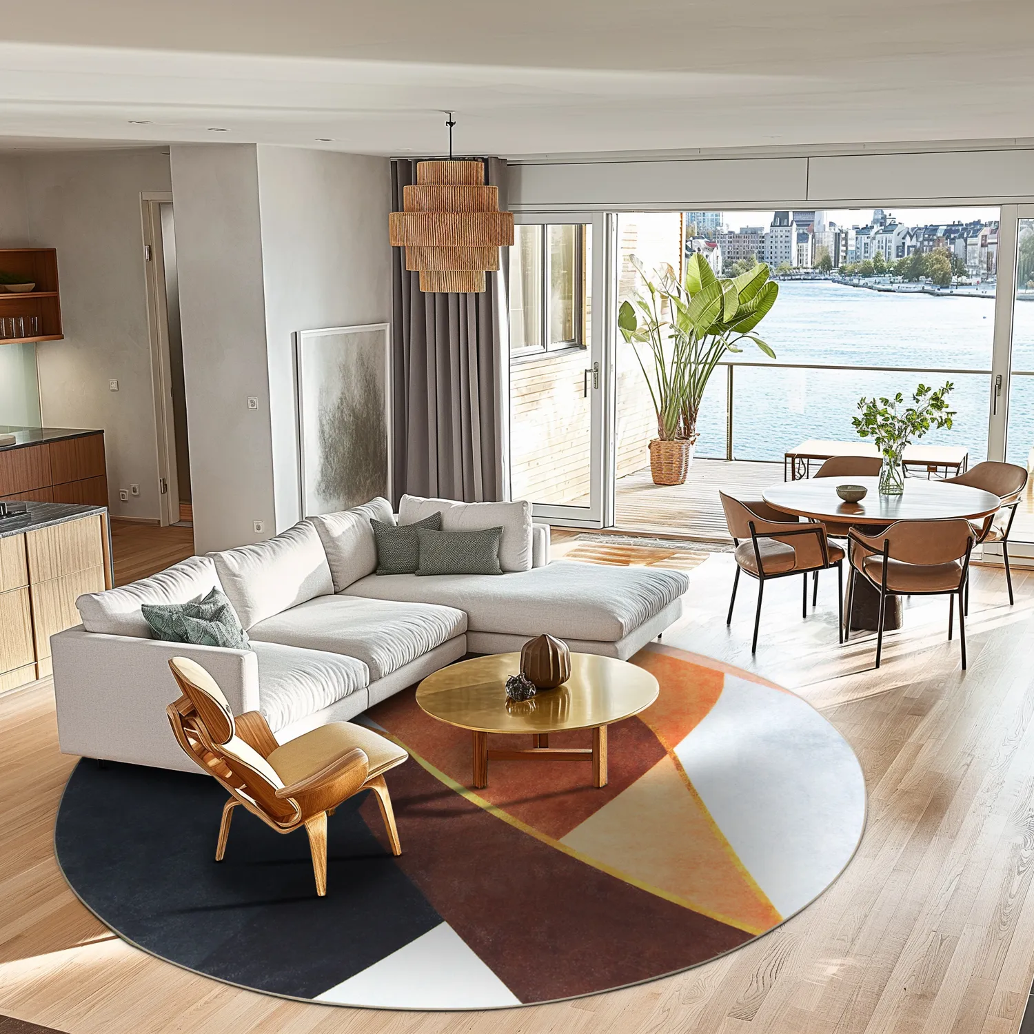 Kruhový koberec - Hazel (oranžová/multi)