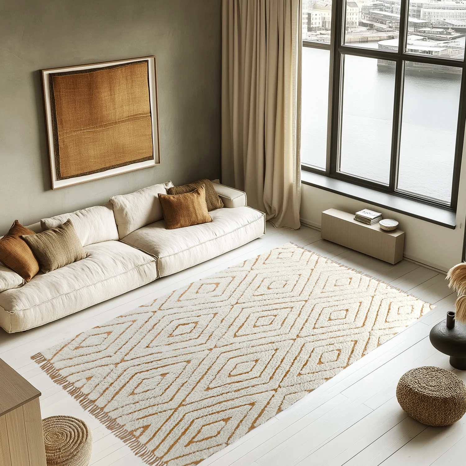 Koberce s dlhým vlasom - Holwell Natural Cotton Shaggy (špinavá biela/hnedá)