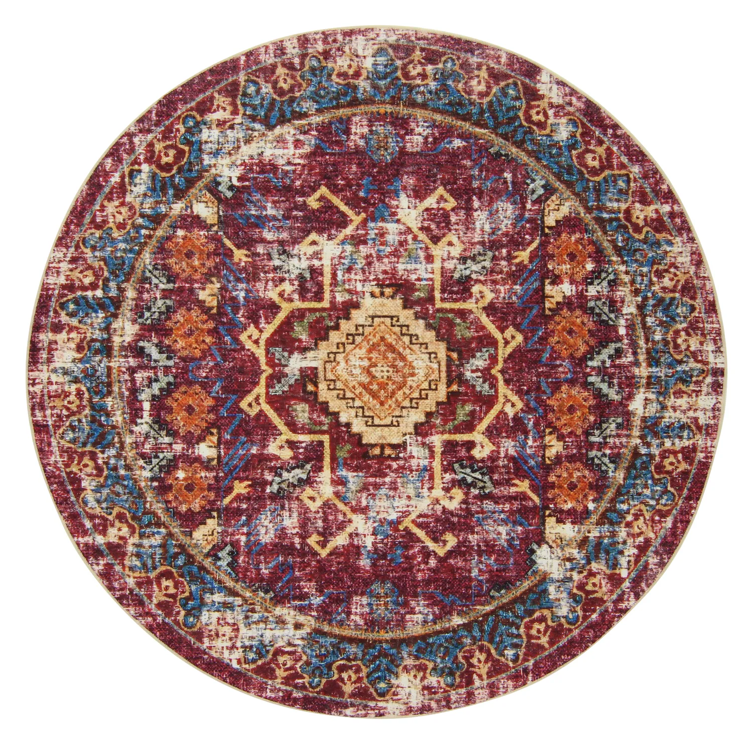 Kruhový koberec - Idri (bordó/multicolor)