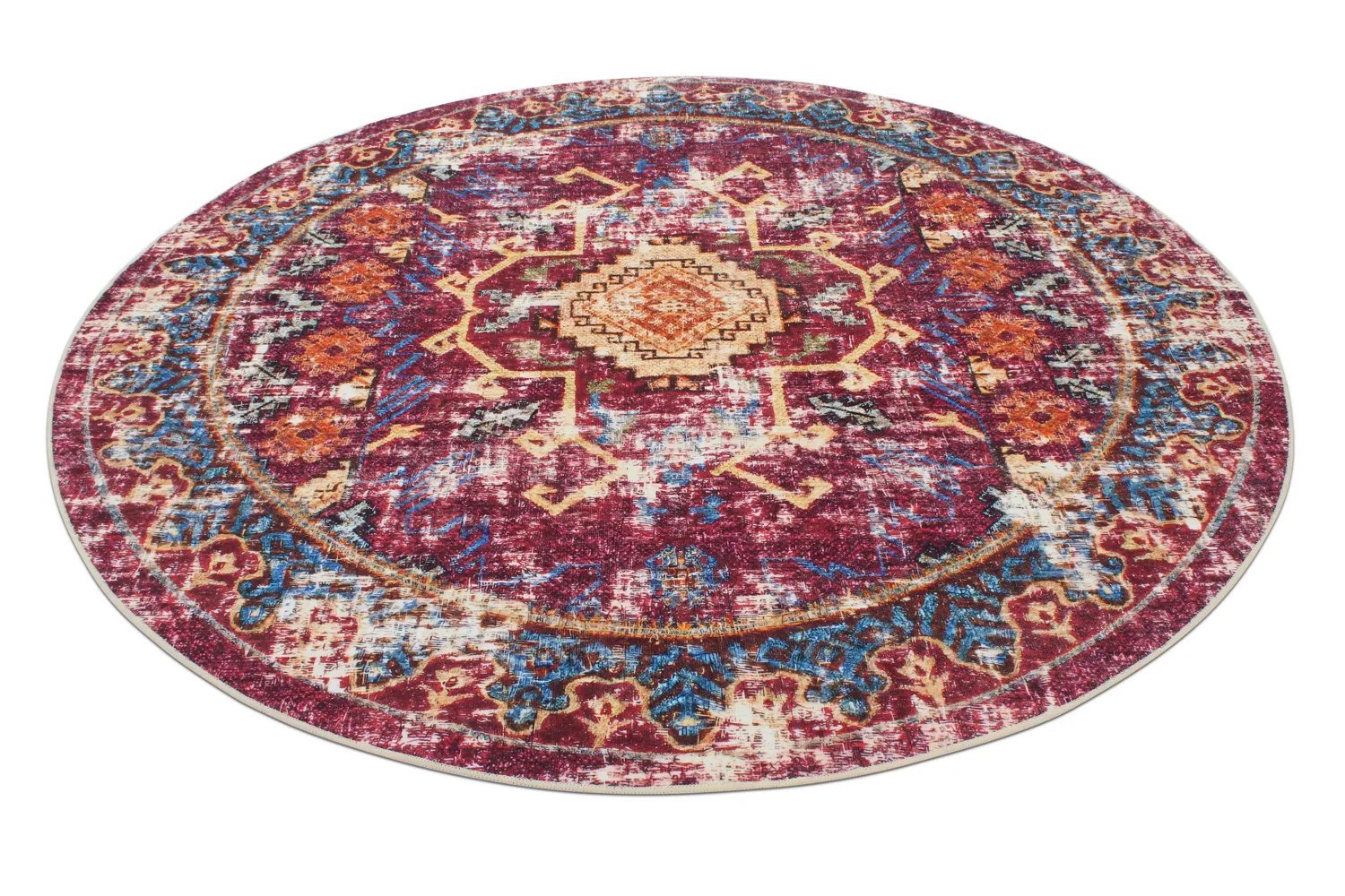 Kruhový koberec - Idri (bordó/multicolor)