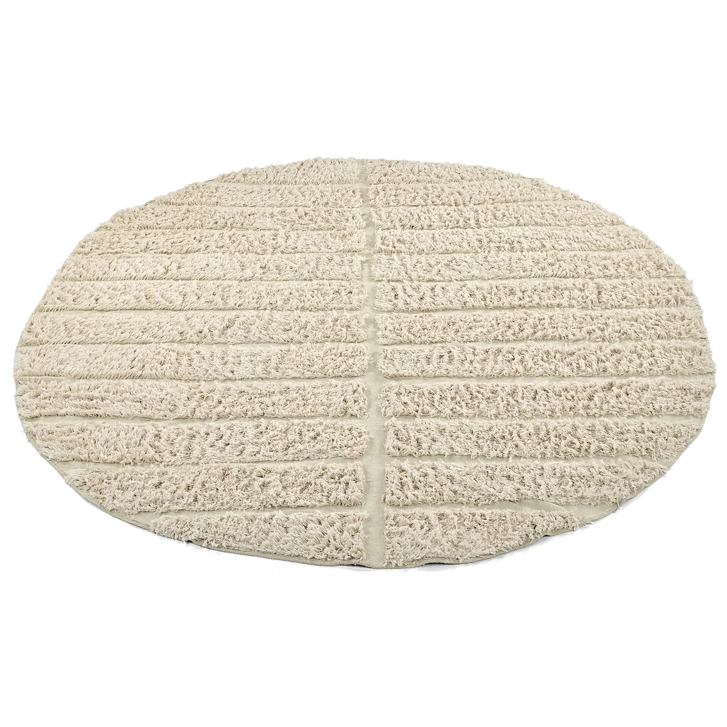 Kruhový koberec - Ikara Natural Cotton Shaggy (krémová)