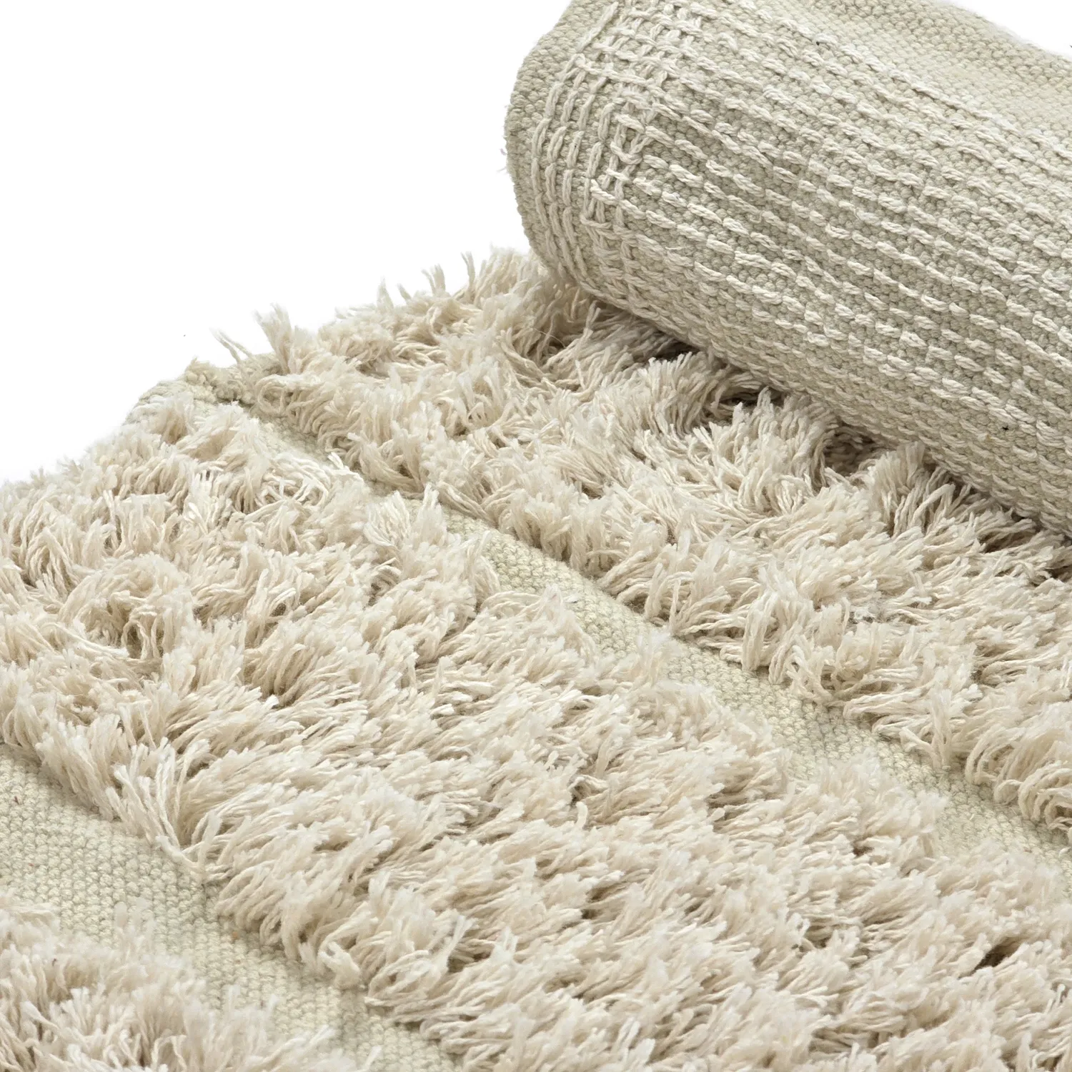 Kruhový koberec - Ikara Natural Cotton Shaggy (krémová)