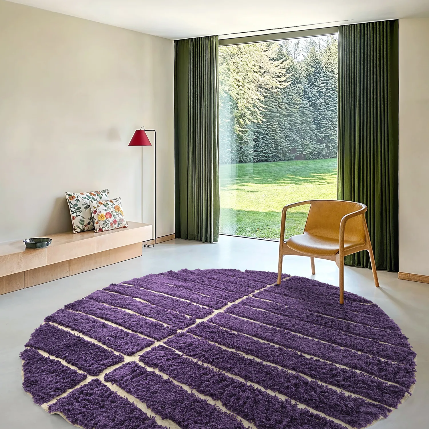 Kolo koberce - Ikara Natural Cotton Shaggy (fialová)