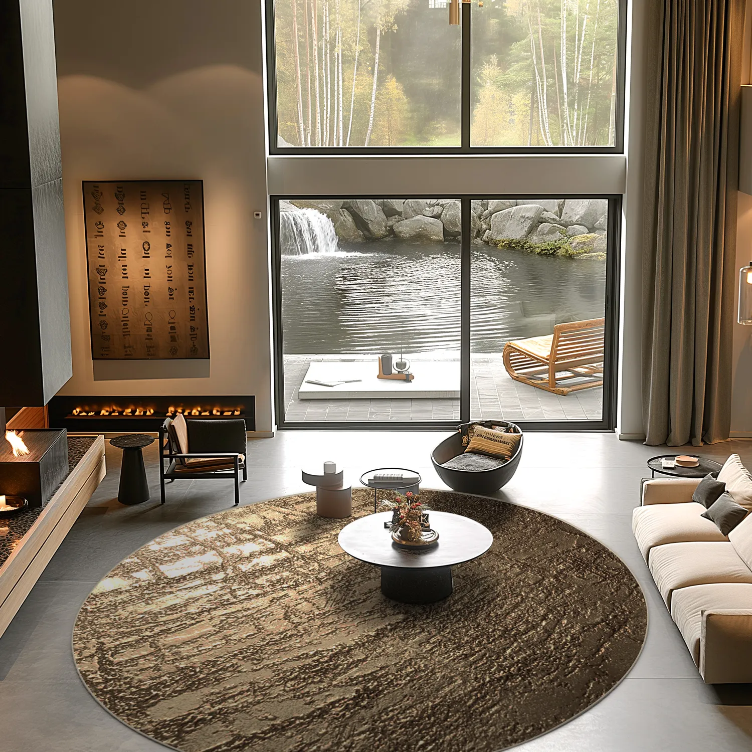 Kruhový koberec - Junes (zlatý)