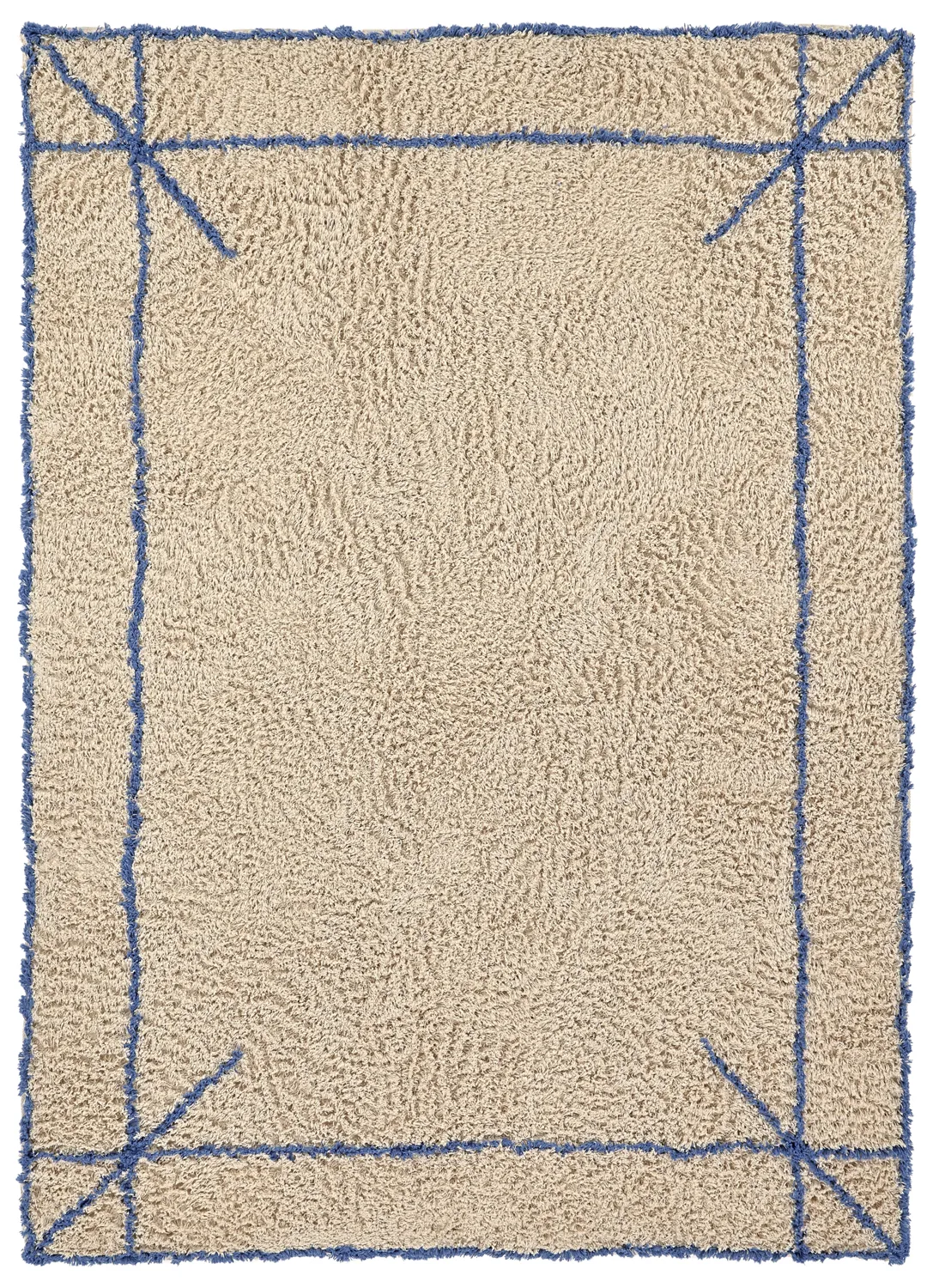 Koberec s dlhým vlasom - Kairi Natural Cotton Shaggy (béžová/modrá)