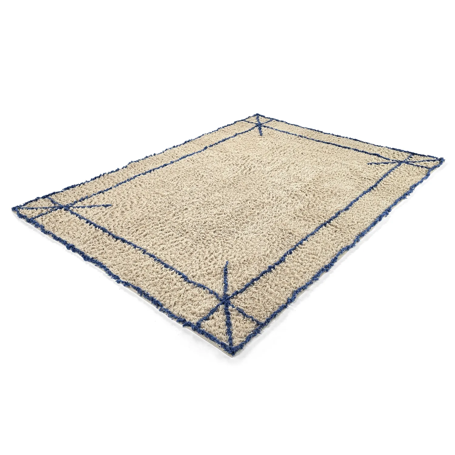 Koberec s dlhým vlasom - Kairi Natural Cotton Shaggy (béžová/modrá)