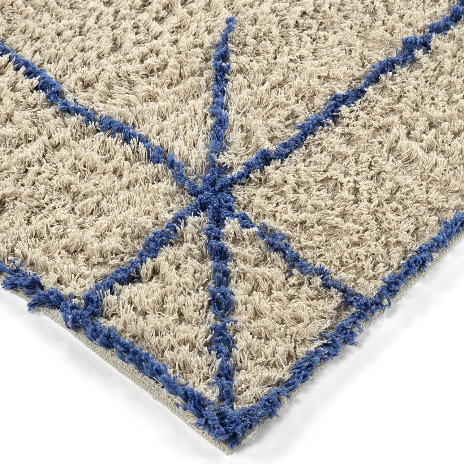 Koberec s dlhým vlasom - Kairi Natural Cotton Shaggy (béžová/modrá)