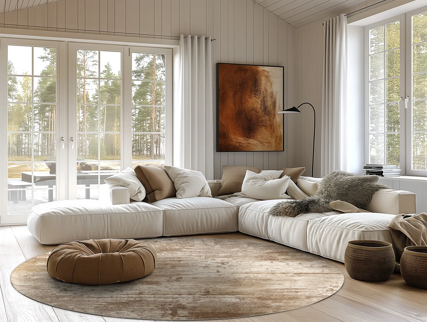 Kruhový koberec - Kebira (béžový)