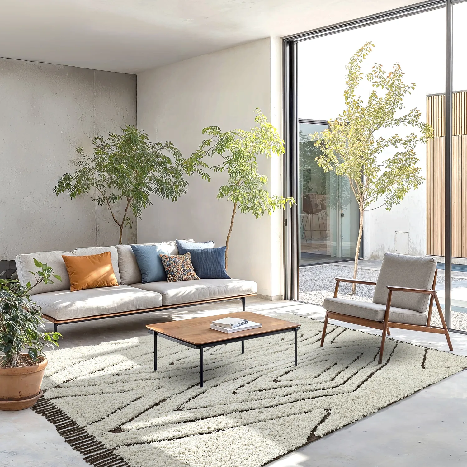 Koberec s dlhým vlasom - Kindon Natural Cotton Shaggy (špinavá biela/hnedá)