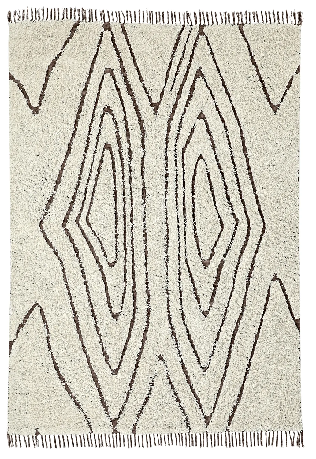 Koberec s dlhým vlasom - Kindon Natural Cotton Shaggy (špinavá biela/hnedá)