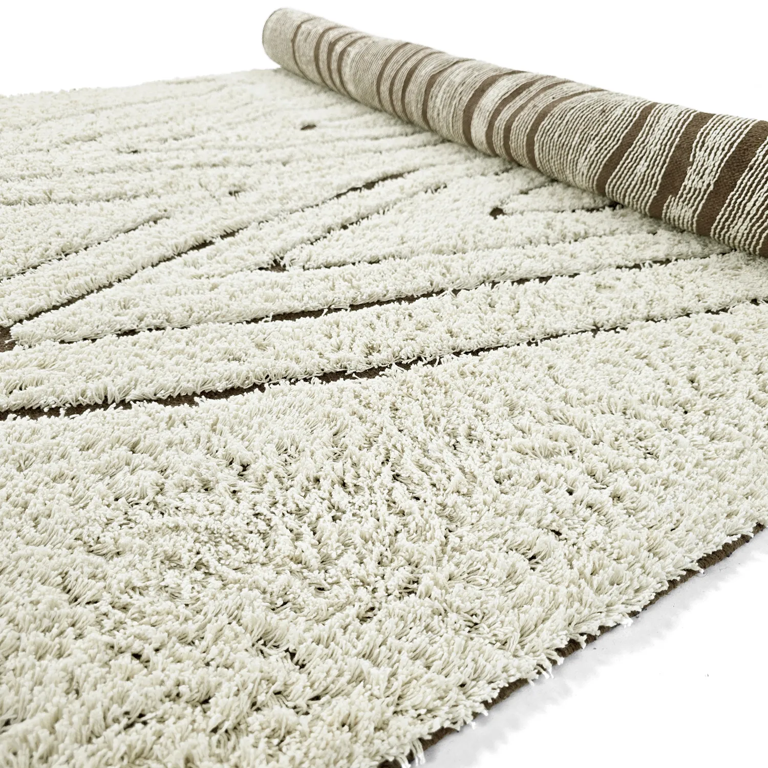Koberec s dlhým vlasom - Kindon Natural Cotton Shaggy (špinavá biela/hnedá)