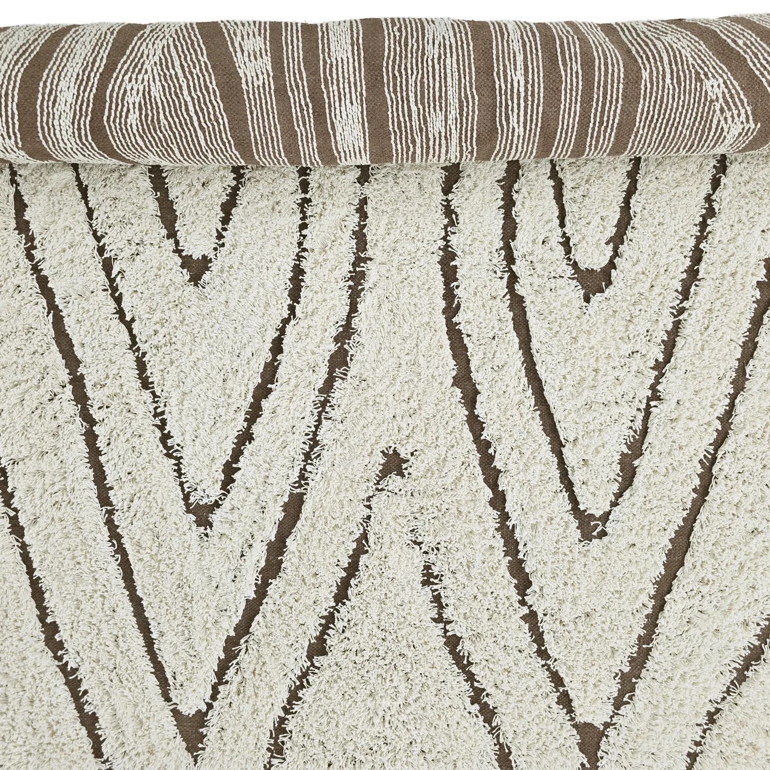 Koberec s dlhým vlasom - Kindon Natural Cotton Shaggy (špinavá biela/hnedá)