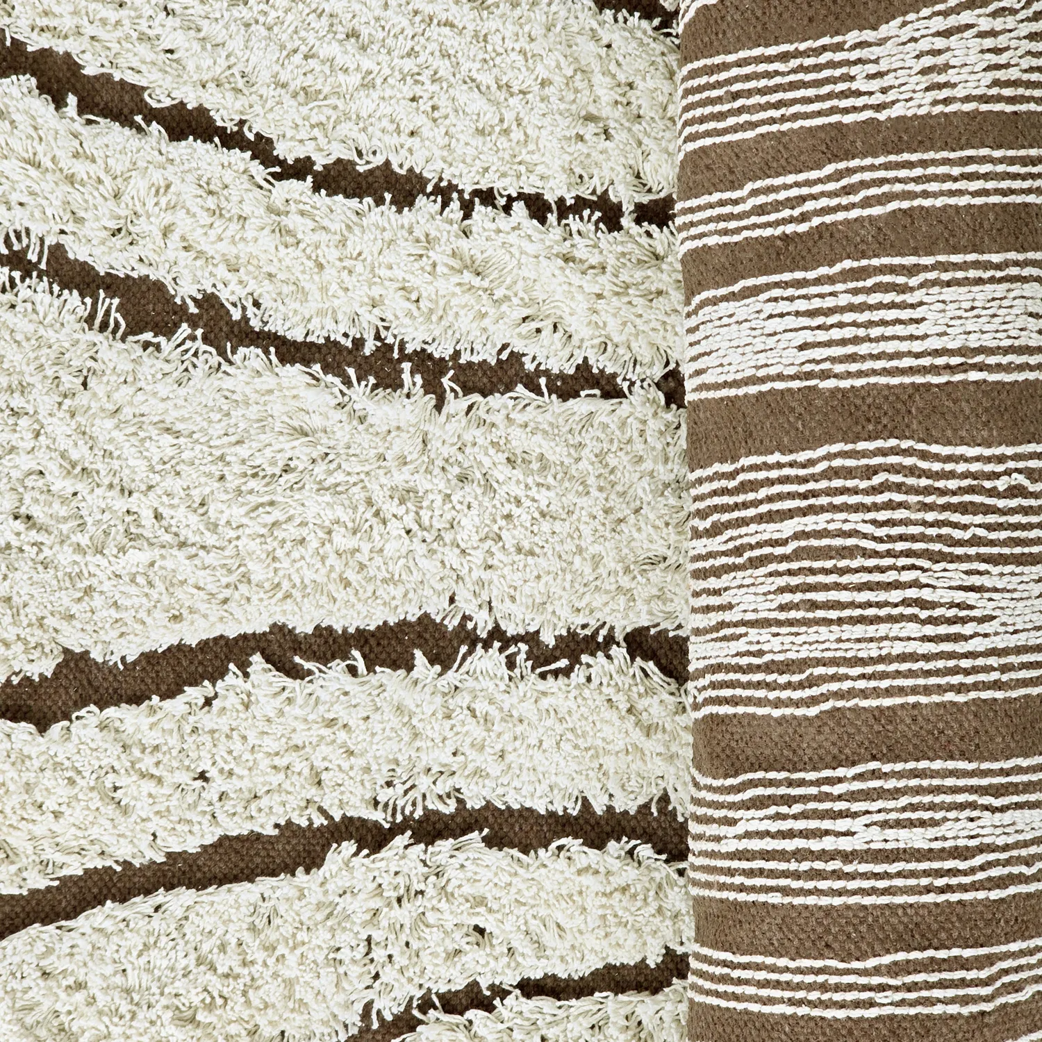 Koberec s dlhým vlasom - Kindon Natural Cotton Shaggy (špinavá biela/hnedá)