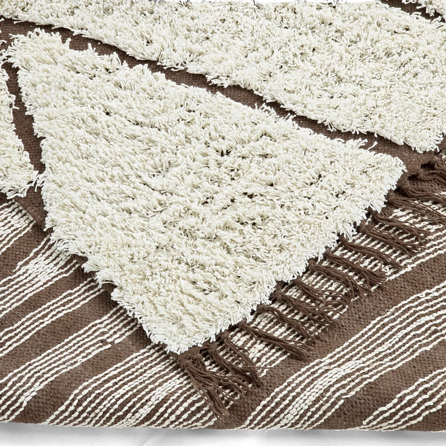 Koberec s dlhým vlasom - Kindon Natural Cotton Shaggy (špinavá biela/hnedá)