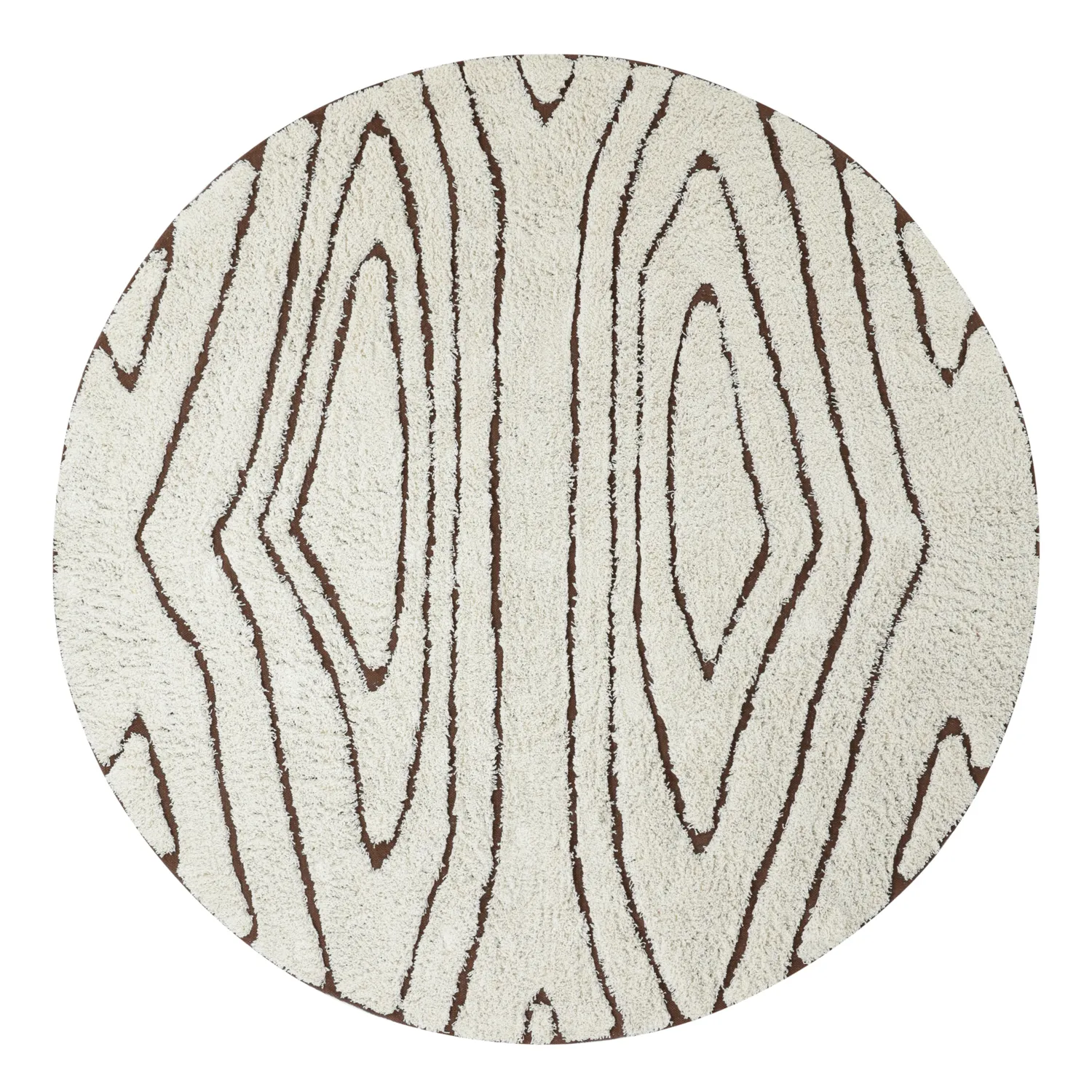 Kruhový koberec - Kindon Natural Cotton Shaggy (špinavá biela/hnedá)