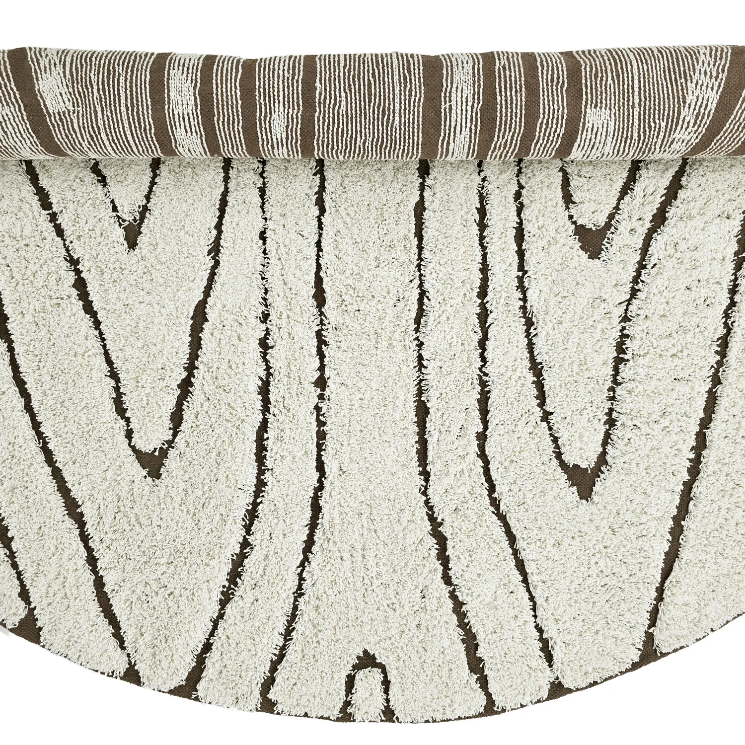 Kruhový koberec - Kindon Natural Cotton Shaggy (špinavá biela/hnedá)