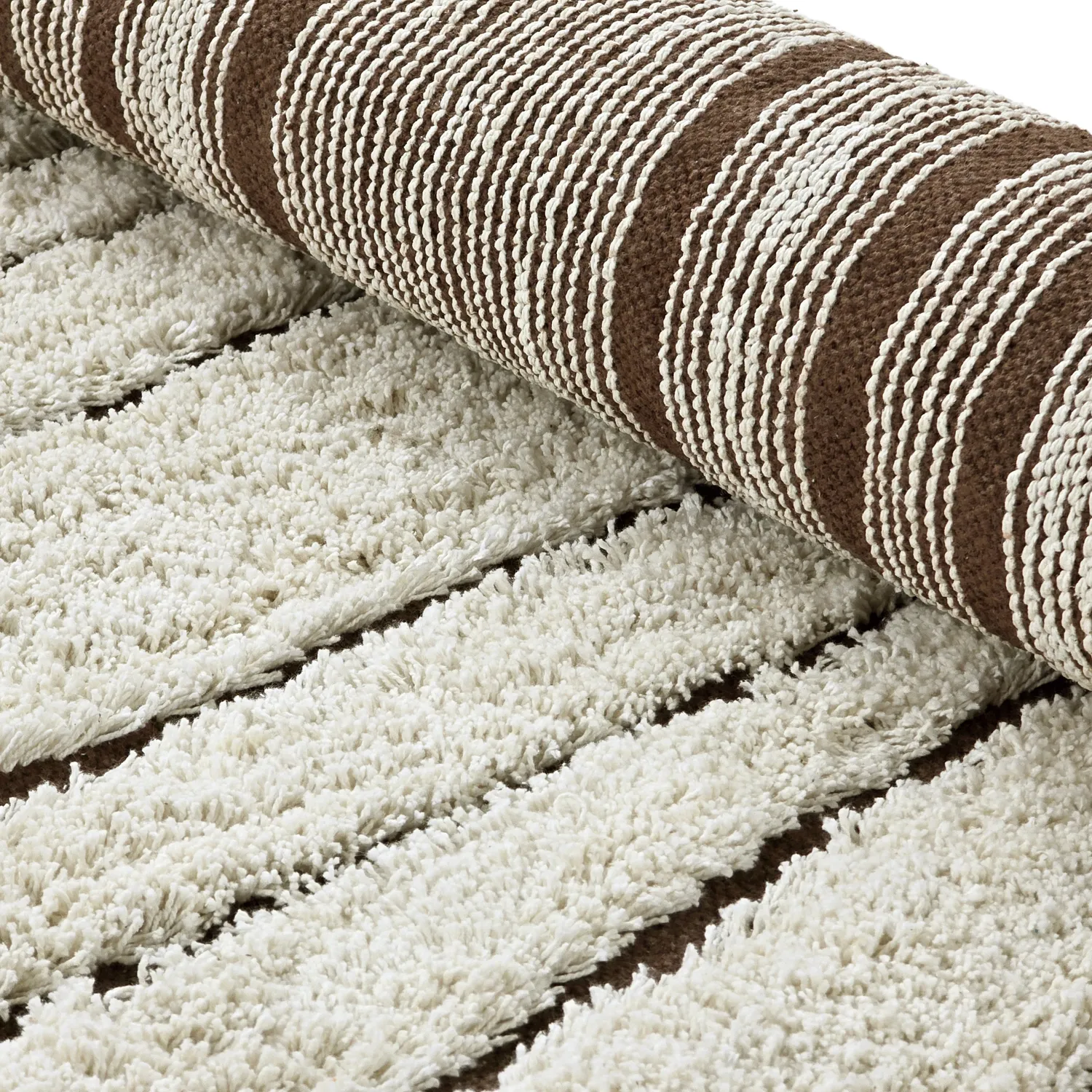 Kruhový koberec - Kindon Natural Cotton Shaggy (špinavá biela/hnedá)