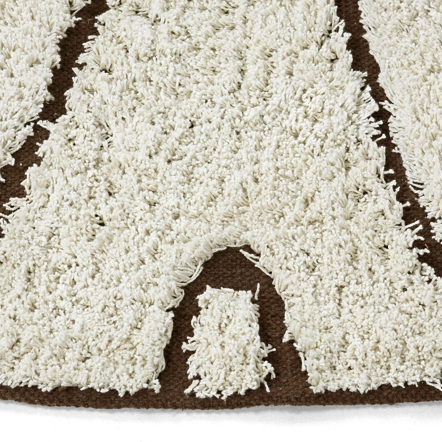 Kruhový koberec - Kindon Natural Cotton Shaggy (špinavá biela/hnedá)