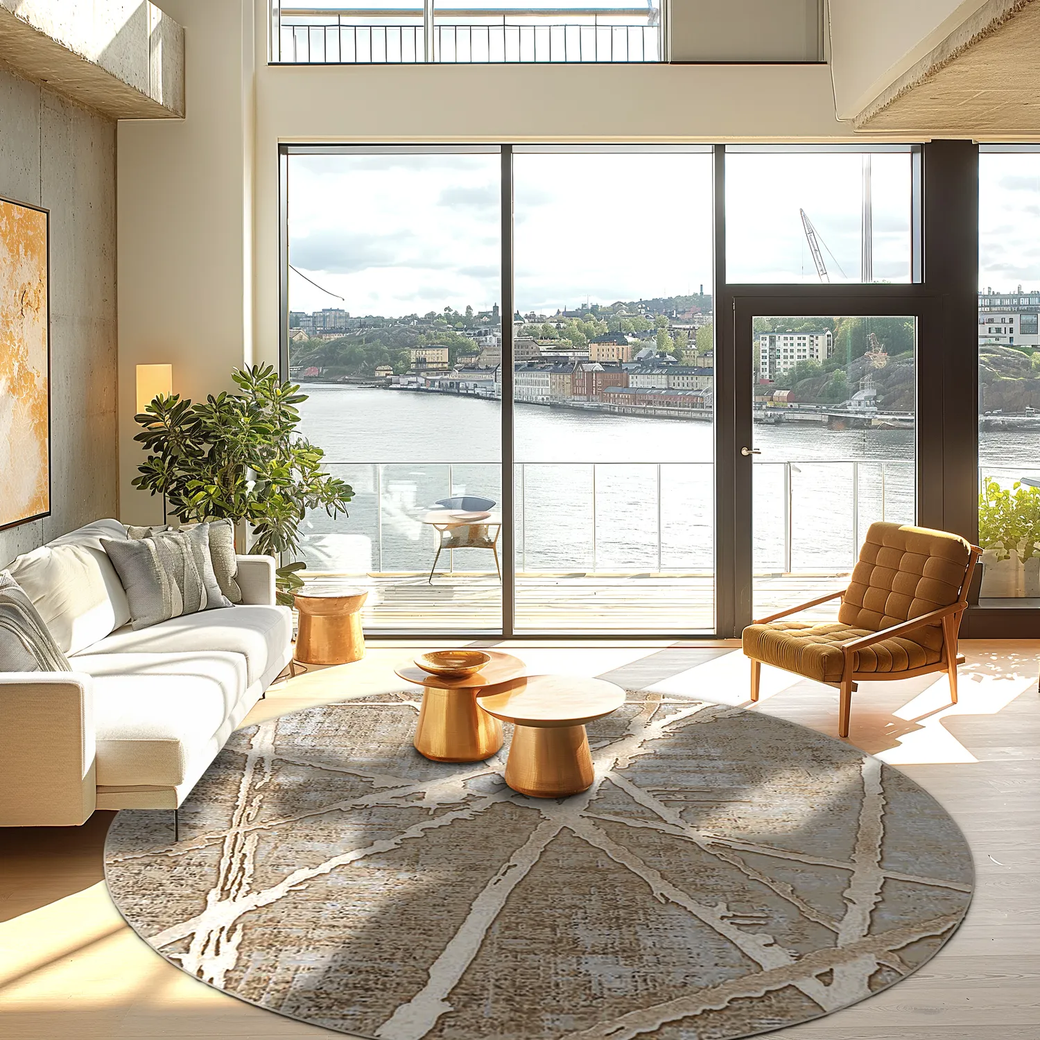 Kruhový koberec - Lagos (béžový)